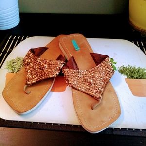 Glam souls flip flop sandals Rhinestone chic slippers Gold